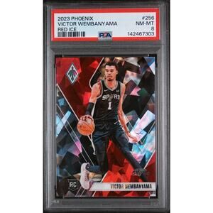 2023 PANINI PHOENIX #256 VICTOR WEMBANYAMA RED ICE ROOKIE CARD PSA 8 GRADED